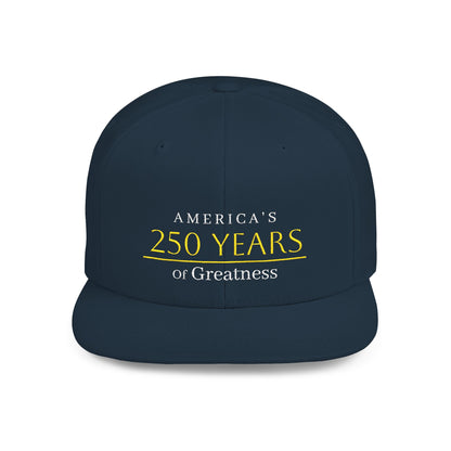 "Celebrating 250 Years" Gold Embroidered Flat Bill Cap